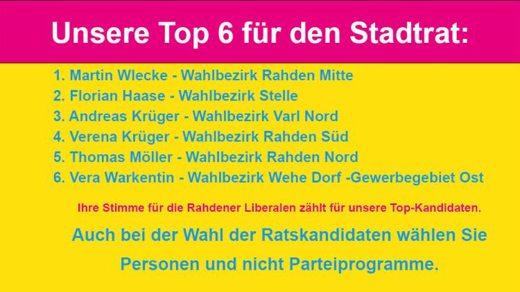 Unsere Top 6 für den Rat der Stadt Rahden